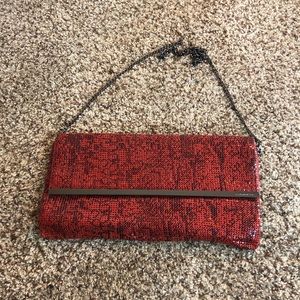 BCBG red and black chain purse
